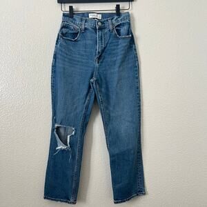 Abercrombie & Fitch The Ankle Straight Ultra High Rise Denim Jeans *short inseam